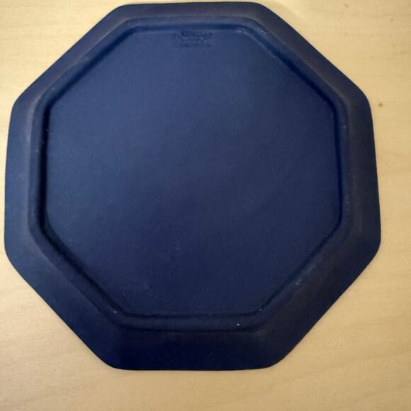 Vintage Wedgwood Dark Blue Jasperware Trinket Dish Octagonal Neoclassical Relief - Picture 4 of 5